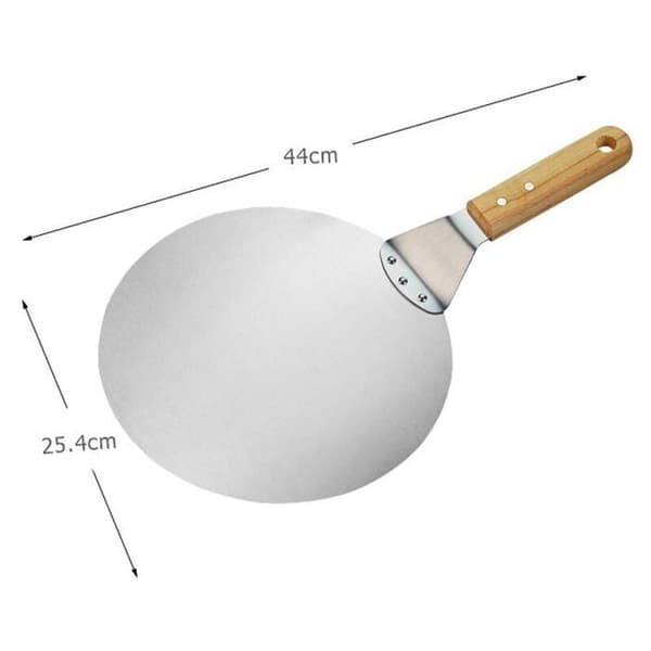 Rund pizzaspade med trehåndtak, rustfri stålplate 10 tommer YYV