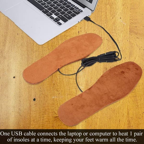 (Men-Brown) Winter Heated Insoles, Electronic Heating Warm Insoles