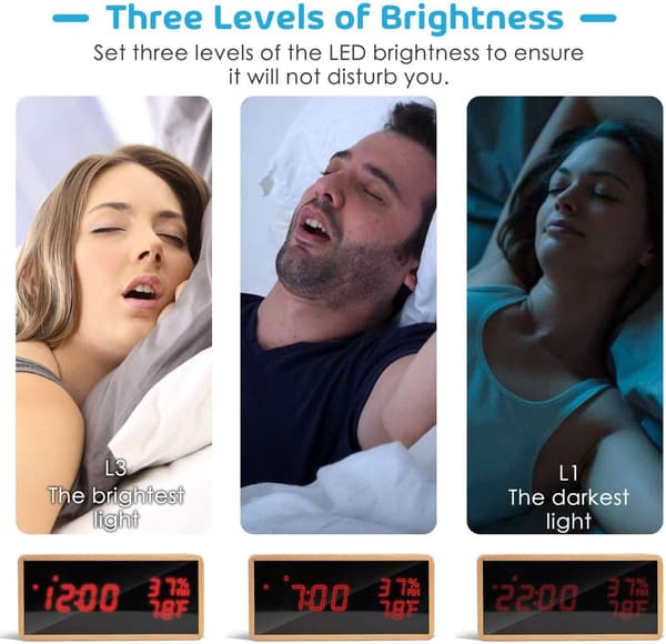 LED Digital Vekkerklokke med USB-strøm[JUN]