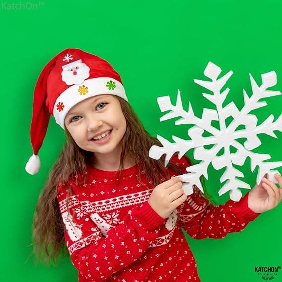 Röda Julhattar för Barn - 2-pack, 25x33 cm | Tomtehattar för Barn, Julklappar för Juldekorationer