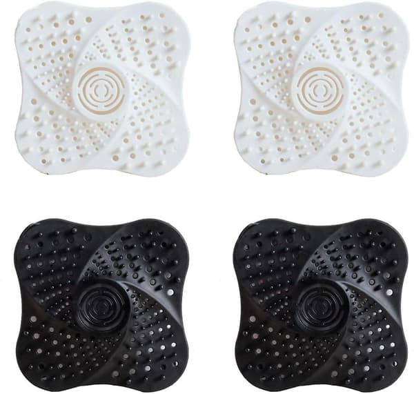 4-pack Silikon Diskbänkssil, Hårfälla för Dusch, Avloppsskydd