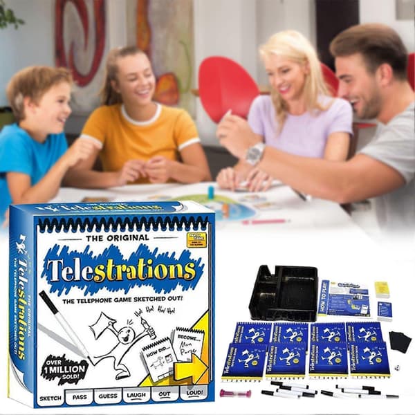 Telestrations-perhepeli 4-8 pelaajalle, hauska piirustus- ja arvauspeli [JUN]