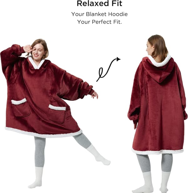 Bærbar fleecetrøye - Sherpa Fleece Hettegenser Teppe for A