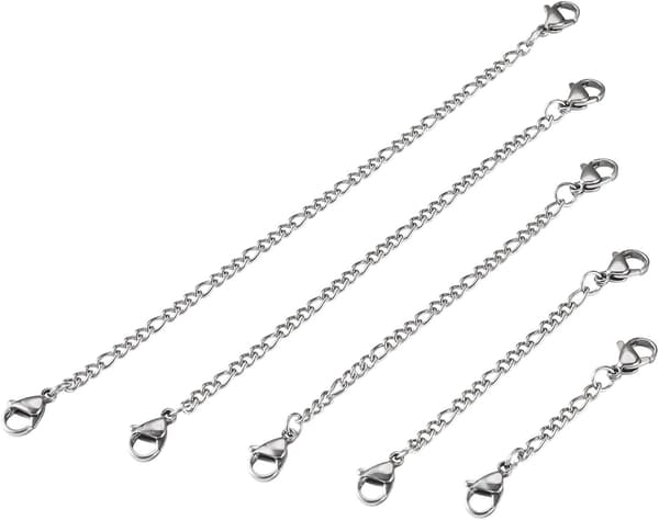 10 stk 5 stiler rustfritt stål Figaro kabelkjede forlenger Silver 1