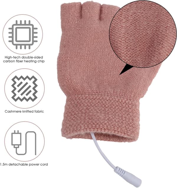 Rosa dam USB-uppvärmda vinterhandskar USB-uppvärmda vantar kashmir