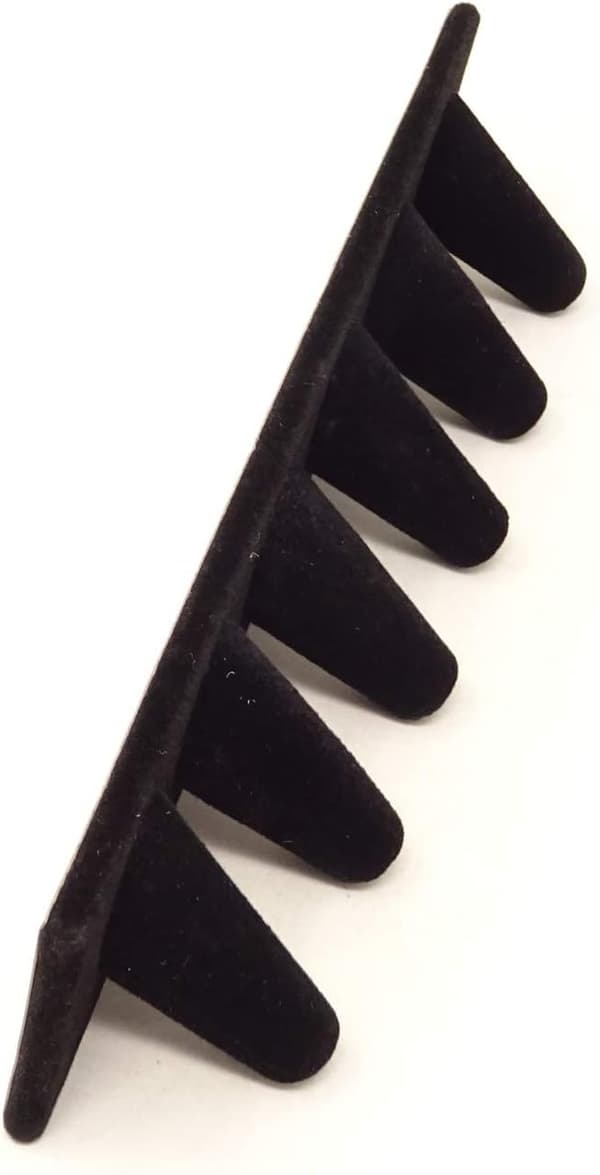 Svart sammet 6-finger ringdisplayställ organisatör - Svart
