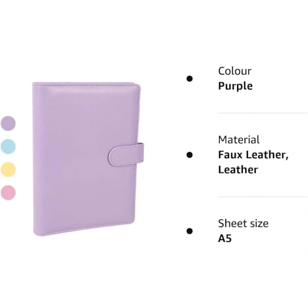 (pow yeah!) A5 PU-læder notesbog med 6 ringe og udvidelig opbevaring til møder