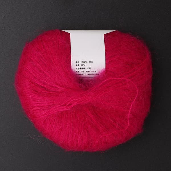 Blød Mohair Pashmina Strikket Angora Lang Uldgarn Rosarød