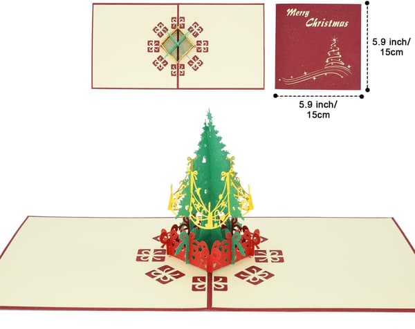 6 st julkort, 3D pop-up semesterhälsningskort för jul/nyår