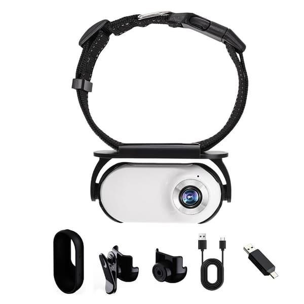 4K Dog/Cat Camera, HD 1080P Dog Collar Camera Mini Body Camera A[JUN] white onesize white onesize