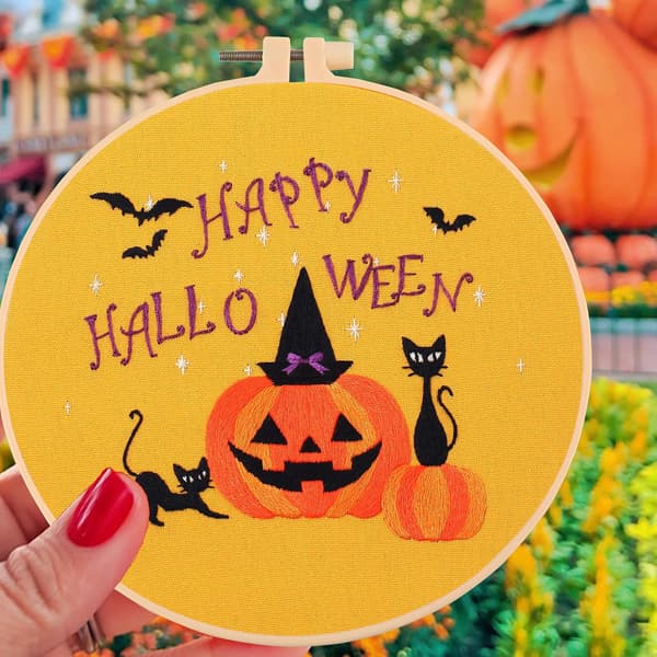 Halloween Decoration, 4 Embroidery Kits Halloween Pattern Collection Includes Embroidery