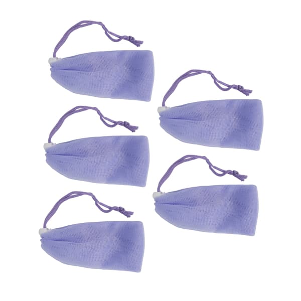 5 Mesh Soap Bag Purple Bubble Foam Net with Drawstring for Body and Face Cleansing