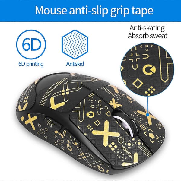 For Logitech GPW 2-Generation Mouse Anti-Slip Stickers Absorb Sweat Paste Not Specified White Print Half Surround Not Specified White Print Half Surround