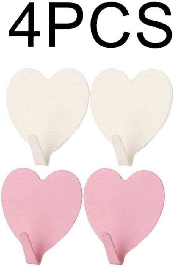 4-piece self-adhesive wall hook heart-shaped decorative hook heavy duty