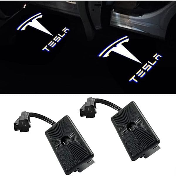 Større Projeksjon Puddle Lights Logoprosjektor Dør Courtesy Step Light Tilbehør for Tesla Model 3/S/X/Y (1. Emblem med Bokstav 2 stk)