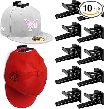 Hatthylla för vägg (10-pack) - Hatthylla för basebollkepsar, självhäftande