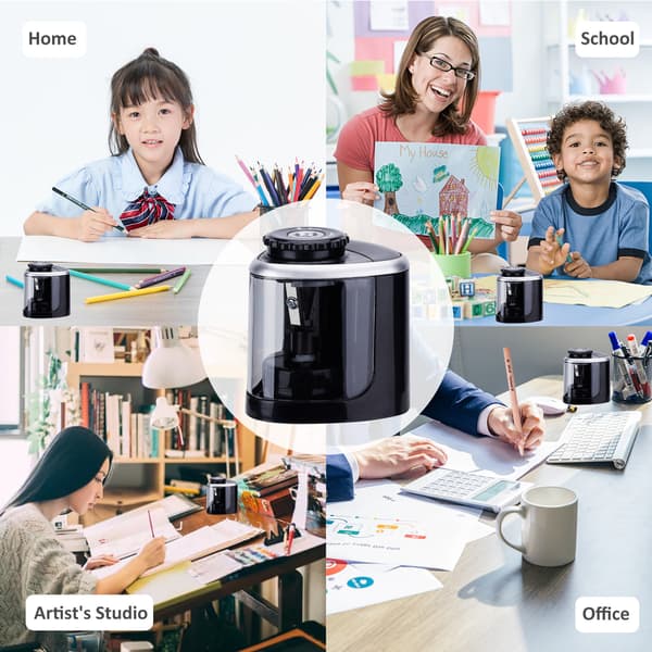 1 Electric Pencil Sharpener, Child-Friendly Electric and Battery Operated