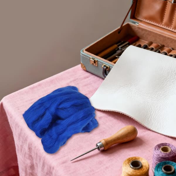 8 st blå ullroving nålfiltstrips för DIY hantverksmaterial blandning av ullfibrer
