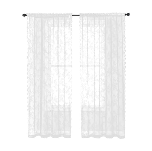 Set med 2 skira spetsgardiner, lämpliga för sovrum och vardagsrum. Vit*2 White*2 W:100cm*L:140cm