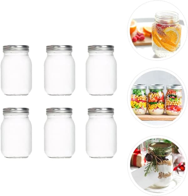 6 stycken förseglade syltburkar 500 ml glasflaskor matförvaringsbehållare
