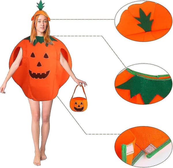 Pumpadräkt med hatt för Halloweenfest för vuxna [JUN]