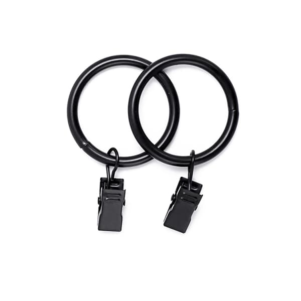 Set med 20 gardinklämmor 3,0 mm x 25 mm Svart