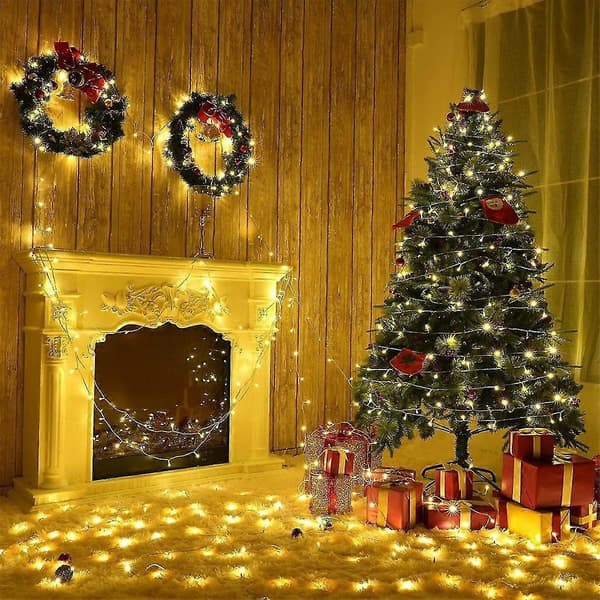 30m 300 LED String Light Christmas Decorations Warm White Waterproof String Light Mains Powered With 8 Modes For Patio/Garden/Window