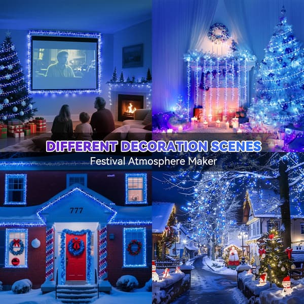 Julebelysning, LED-lysslynge, 10M 100 LED-stjernelys, 8 moduser (blått lys)