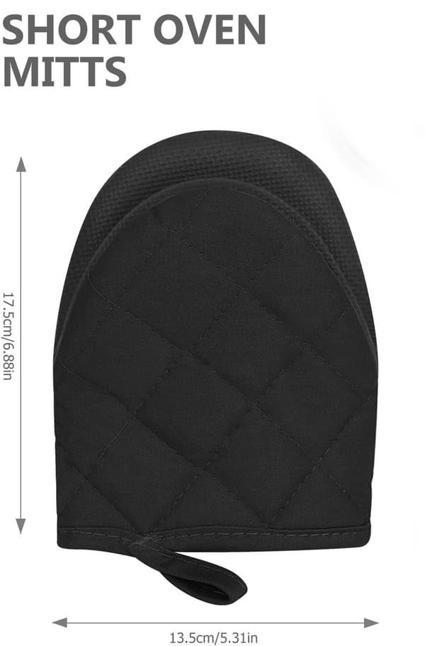 Heat Resistant Oven Mitts, Double Layer with Non-Slip Grip and Hanging Loop, for Baking, Grilling, and Cooking, Black, 2-Piece Set