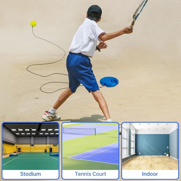 Tennis Training Kit with 2 Bouncing Balls and Training Rope for Beginners 1PC blue base + 2PC ball with thread 1PC blue base + 2PC ball with thread