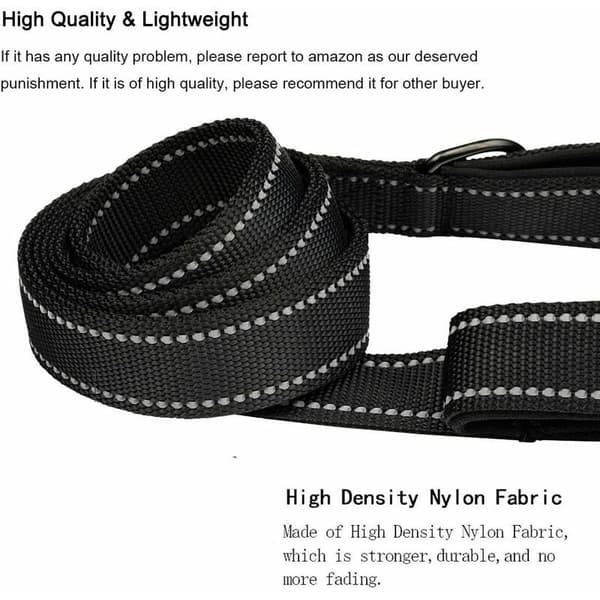 Long Dog Leash for Large Dogs, 5 ft Thick Nylon Leash with Double Handles and 2 Padded Handles