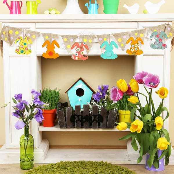 Wooden Rabbit Ornaments to Paint Easter Decorations Cutouts Unpainted 24 Pcs 9 x 7.6 cm
