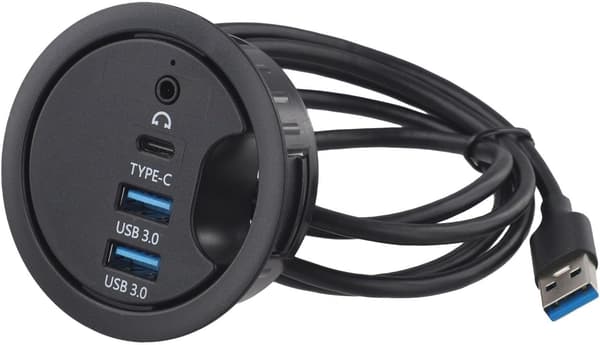 Kompakt Skrivebordsdock USB 3.0 Hub Port Audio Interface Kabelgennemføring Splitter Med Dobbelt Til Bærbare Computere