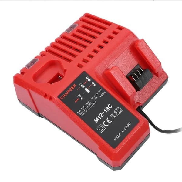 Cuque M18 batterilader, 12V-18V litiumbatterilader for EU-plugg, erstatning for Milwaukee M12-18C M18 110-240V