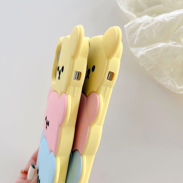1 pc. Case for iPhone 16 Pro Max, Kawaii Phone Case 3D Silicone Cartoon Candy Bear Funny Cute Case Soft Rubber Shockproof