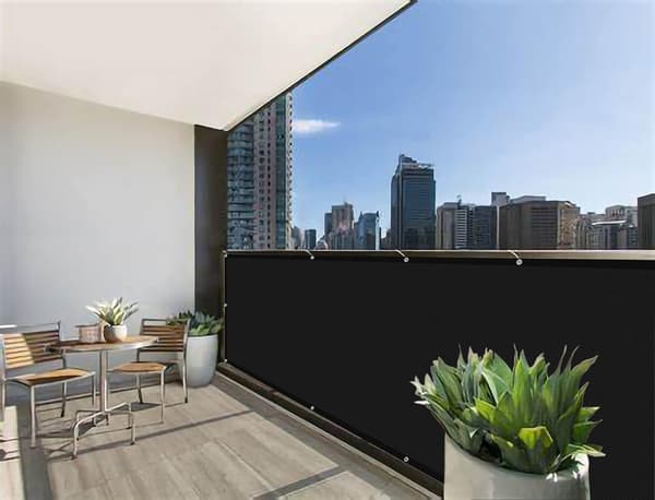 Balkon privatlivsskærm Vind- og UV-beskyttelse, 90 x 300 cm, sort