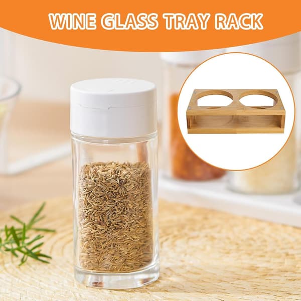 Glass Beverage Tray, Dual Compartment Serving Organizer, Versatile Cup Storage Rack, Kitchen Display Stand, Bedroom Spice Jar and Drink Holder, Acc