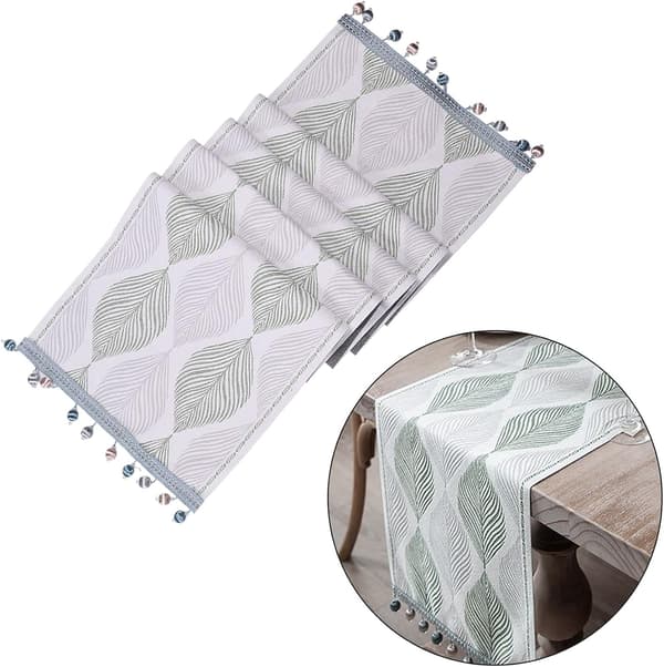 Grå bordløper, bomulls lin bordløper, rustikk brodert løper for spisebord, restaurant, dekorasjon - 14x71 tommer
