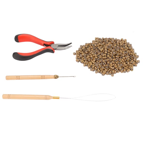 Micro Silicone Hair Extension Beads 1000pcs with Crochet Hook and Plier Tool Kit
