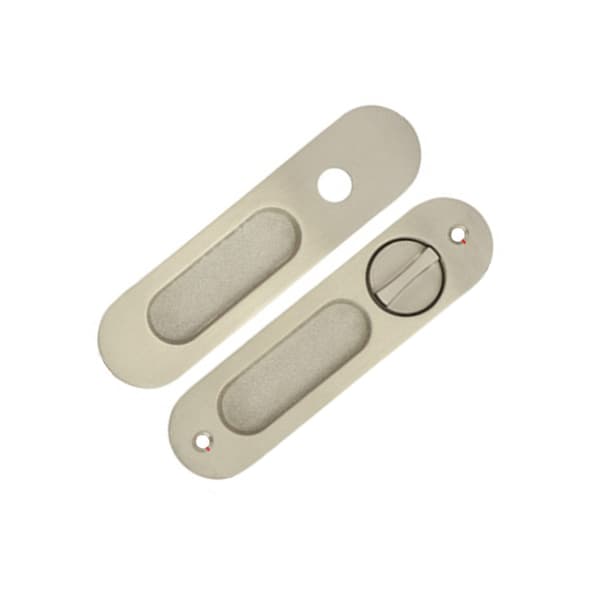Flush Sliding Door Handle Set - Embedded Lock Body Handle for Interior Doors Silver Silver 120