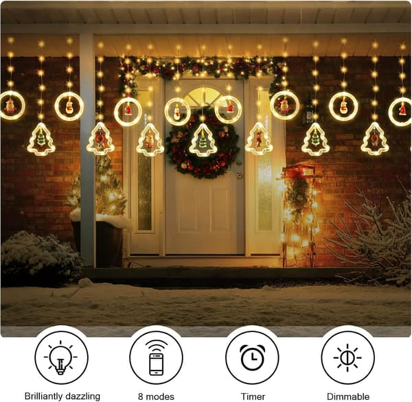 1 pc Christmas tree light curtain with figures, 3 m garland L