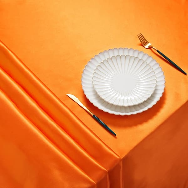 1-pakning rektangulær duk i sateng, silkemyk bordduk, satengduker 60 x 102 tommer, oransje 1 stk Orange 1pcs