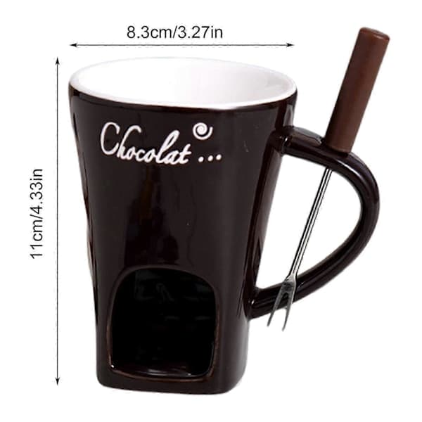 Ceramic Chocolate Fondue Mug with Forks, 130ml, Easy to Clean[JUN] Red Red
