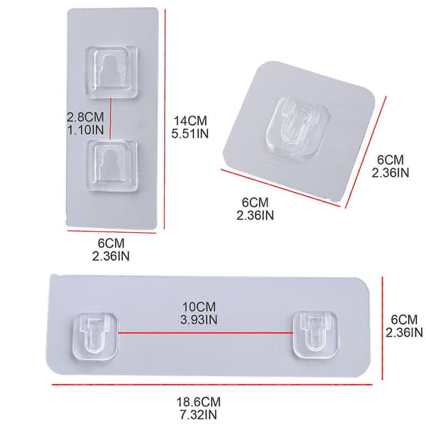 Strong Snap Buckle Stickers, Strong Adhesive Hooks, Set of 2 Hangers Horizontal Double Horizontal double