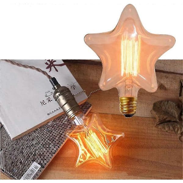Edison Glødepære Retro E27 Stjerneform (2700k Varmhvit)