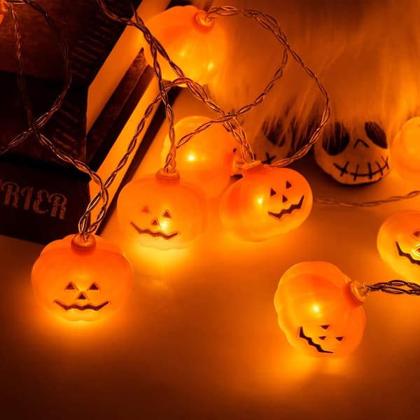 Halloween Dekorationer 14,7Ft 30LED Pumpa Ljusslinga, Batteri