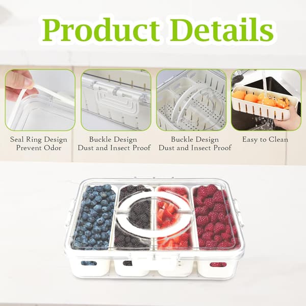 Fresh Food Storage Containers, Refrigerator Food Storage Containers for Fruit Salad, Vegetables, Clear, Sealed Container - 2 Pack