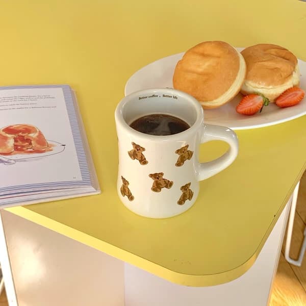 Söt tecknad björnmugg, keramisk kaffekopp för kvinnor och flickor [JUN]