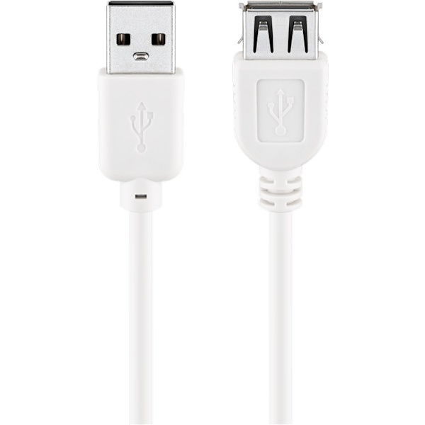 USB-A-förlängningskabel, 1,8 m, vit Vit