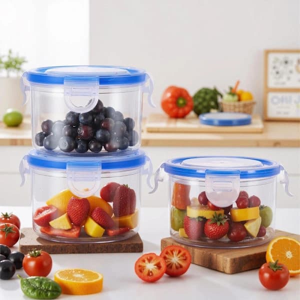 6-pack 300 ml airtight food containers with lids, reusable clear PP snack boxes for kitchen, refrigerator, and meal prep